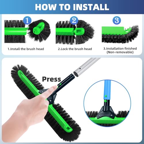 KGC 20" Wide Pool Brush Head, Heavy Duty Pool Scrub Brush with 12-Rows Soft Bristles, Inground/Above Ground Pool with Curved Ends, Clean Pool Wall, Floor, Step, Corner Faster, Safe for Vinyl Liner - size: 20 INCH