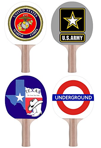 Infusion Custom Photo or Logo Ping Pong Paddle, Premium 5 Ply Direct Imprint Personalization on Table Tennis Racket - color: Red on Back, size: 4-Pack