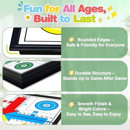 Travel Magnetic Ludo Board Game - 9.8 Inch Foldable Portable Set with Storage for Game Pieces & Dice, 2-4 Player Classic Game for Kids, Adults, Car, Airplane & Family Night