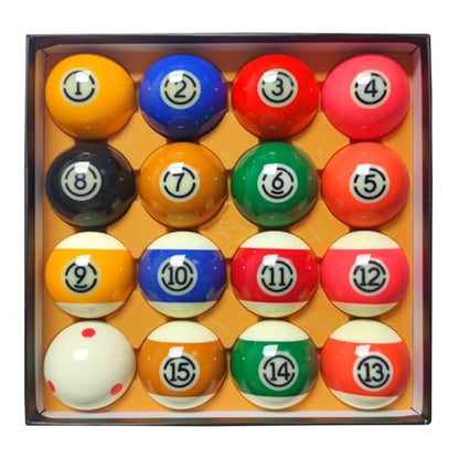 2-1/4" Pool Balls Billiard Set - 16 Resin Balls, Regulation Size & Weight, Complete Billiard Table Balls Set for Replacement, Pool Table Accessories & Billiards Pool Accessories