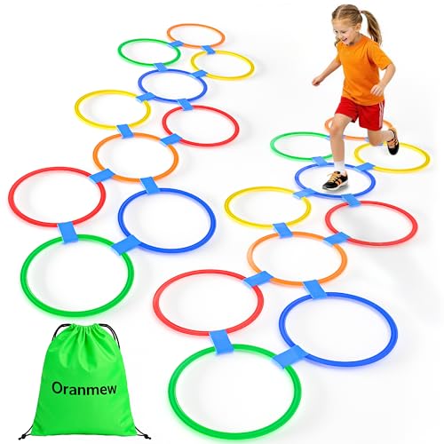 Hopscotch Rings, 2-Set – 20 Round Hoops (11-inch) + 30 Connectors, Agility Rings for Kids, Builds Gross Motor Skills, Preschool & Kindergarten PE, Indoor/Outdoor Playground Obstacle Course - style: 11" Hoop – 2 Set