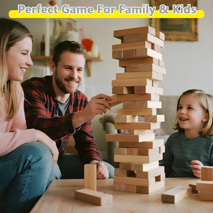 GOROCK Giant Tumbling Tower Game，57Pcs Wooden Block Stacking Game （Over 4.2FT），Classic Family Indoor Outdoor Yard Party Games for Kids and Adults with Carry Bag - size: L-Over 4.2 FT