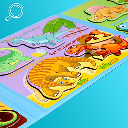 Magnetic Puzzles for Kids Ages 3-5, Travel Toddler Puzzles, Dinosaur Activities Toy for Boys & Girls 3 4 5 6 yo - Learning Magnet Gift for Road Trip - style: Dinosaur