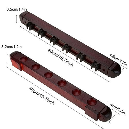 Tbest Pool Cue Rack Wall Mounted Holder,Pool Cue Stick Holder,Wall Mount Wood Stained 6 Cues Billiard Wooden Pool Cue Rack Wall Mounted Stick Holder Billard Queue Halter Pool cue Rack Wall Mounted