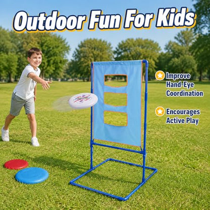 Disc Toss Game, Outdoor for Beach Adults, Portable Metal Frame for Tailgate Family Entertainment - style: 2 soft frisbees (18CM) + targe