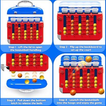 Mini Tabletop Basketball Games for Kids and Adults, Desktop Shooting Games, Portable Handbag-Style Desk Toys for Office for Adults,Gifts for Basketball Lovers