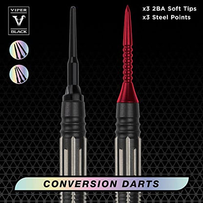 Viper Black Flux 90% Tungsten Conversion Darts, Professional Darts Steel Tip and Soft Tip Dart Set for Sisal and Electronic Dartboards, 20 Grams - color: Red