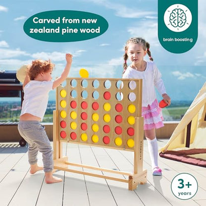 TWIDDLERS - Wooden Giant 4 in a Row Game Outdoor Indoor in 3 Height Levels (All Weather) with Carrying Bag, Life Size Four in a Row Wedding Yard Games for Kids Adults Family, Jumbo Connect Board Game