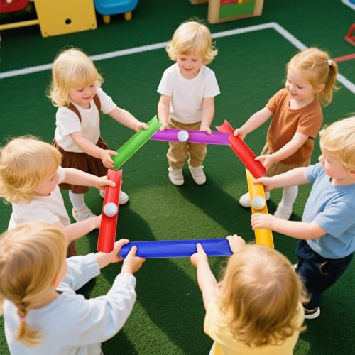 Team Building Activities, Group Game Kits for Office, Ice Breaker Activities with 20 Half Pipes, 6 Golf Balls, 2 Storage Bags, Family Reunion Game, Field Day Outdoor Sports for Adult Teen Kid
