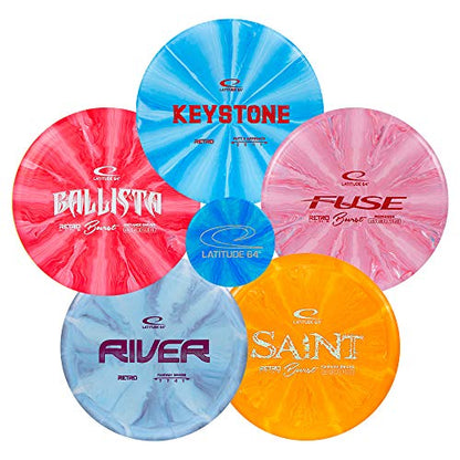 Latitude 64 Retro Burst Disc Golf Starter Set | Perfect Disc Golf Set for New to Intermediate Players | Includes Bonus Mini Marker | Grippy Base Plastic | Colors May Vary - style: 5