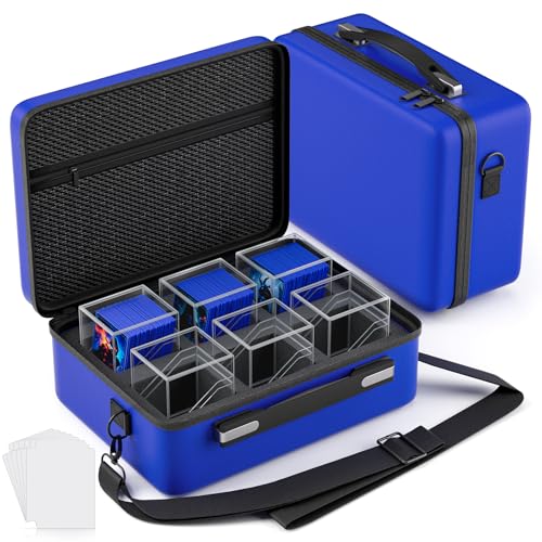 Proijeut Card Deck Box with Portable Case, 6 Pack Clear Commander Deck Box with 6 Dividers, Holds 600+ Double Sleeved Cards, Fit for MTG, YuGiOh, TCG (Blue) - color: Blue, size: 6 Slot