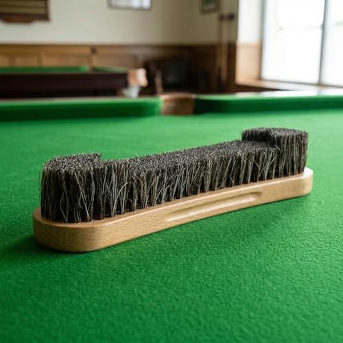 12 Inch Standard Pool Table Brush- Soft Horsehair Bristles Gently Clean Pool Table Felt. Reaches Tight Corners & Pockets. Essential Billiard Maintenance Tool.