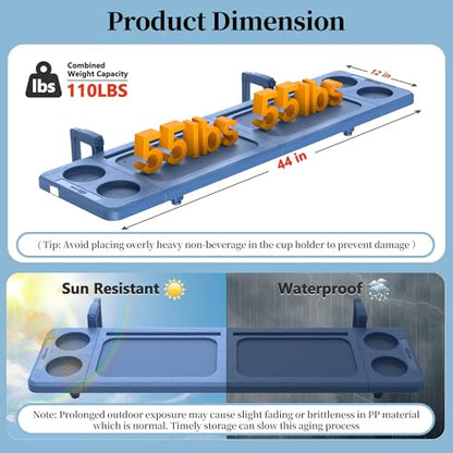 Poolside Bar, 44"×12" Poolside Bar Table with Adjustable Support Bracket Fits Above-ground Pools, Swim Up Bars Capacity Up to 110lbs, Patio Poolside Table Smart Fold ＆Weather Resistant Stable Tabletop