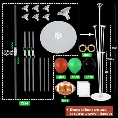 Football Party Balloons Stand Kit 2 Sets with 2 Rugby Ball Foil Balloons Football Themed Party Balloon Centerpiece for Tables for Game Sports Graduation Birthday Footballs Themed Decorations - style: Football