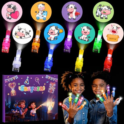 36 Pack Cow Party Favors LED Finger Lights, Glow in The Dark Farm Animal Party Supplies for Kids, Birthday Party Goodie Bag Stuffers, Classroom Treasure Box Rewards - style: Cow