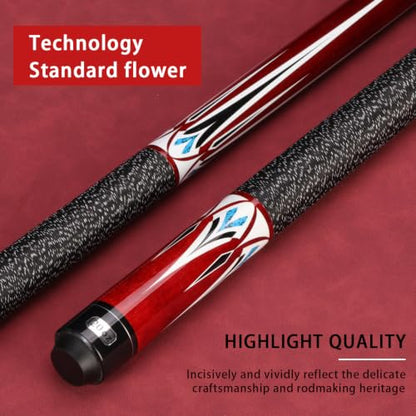 Pool Cue Stick - 58 inch Maple Billiard Pool Stick, 19/20/21 oz 1/2 Maple Pool Cue Stick Kit, 2-Piece Billiard Pool Cue Stick - color: Wine Red With Case(20 oz/12.5mm)