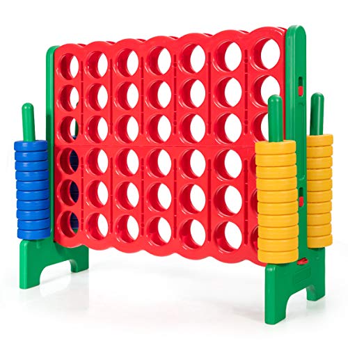 GLACER Giant 4-in-A-Row, Jumbo 4-to-Score Giant Game Set Backyard Games for Kids & Adults, 3.5FT Tall Indoor & Outdoor Connect-All-4 Game Set with 42 Jumbo Rings & Quick-Release Slider (Green) - color: Green