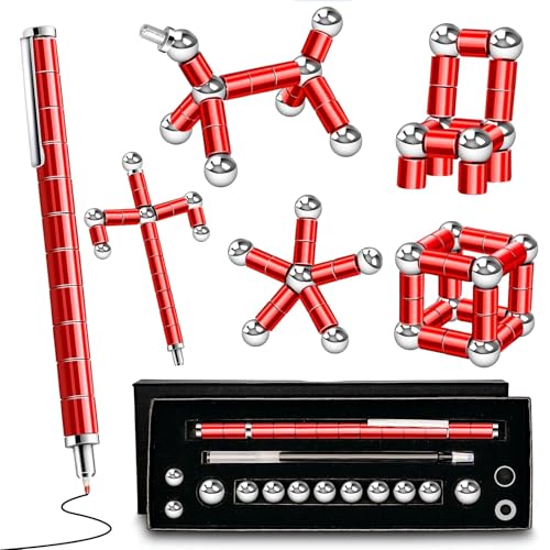 Fidget Pen Office Desk Accessories - Birthday Gifts for Men Women Teen College Guys Him Her, White Elephant Gift for Adults, Anxiety Relief Items Toys for Office Worker Teacher Cool Stuff Gadgets - color: Red