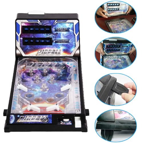 Tabletop Pinball Machine for Kids and Adults Portable Pinball Game Electronic Arcade Desktop Ball Shooting Toy with Scorer Light and Sound