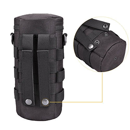 Water Bottle Pouch Molle Tactical Holder Storage Bag for 32oz Carrier - color: Black - 2PCS