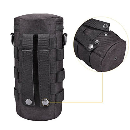 Water Bottle Pouch Molle Tactical Holder Storage Bag for 32oz Carrier - color: Black - 2PCS