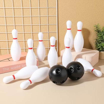 SEWACC Kids Bowling Set 5.90 Inch Mini Plastic Bowling Pins and Balls for Indoor Bowling Games Children Sports Toy for Hand-Eye Coordination and Motor Skill Development 10 Pins 2 Balls
