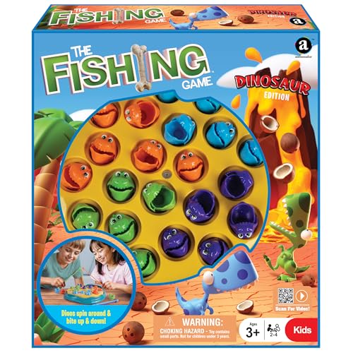 The Fishing Game - Dinosaur Edition - Classic Animated Catching Game, Dinos Spin Around & Bite Up & Down, Kids Ages 3+, 2-4 Players - style: Dinosaur