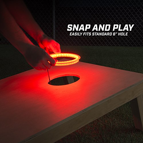 GoSports 4' x 2' Wooden Cornhole Set with Red LED Rings