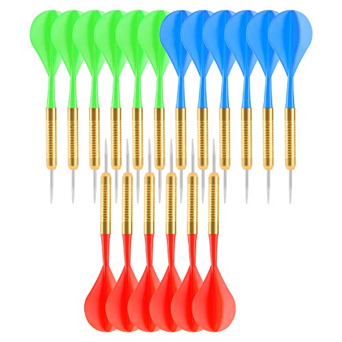 Accmor 18 Pack Steel Tip Darts, 16 Grams Metal Tip Dart Set, Darts Metal Tip Set, Metal Darts for Dartboard - style: 18 Pack