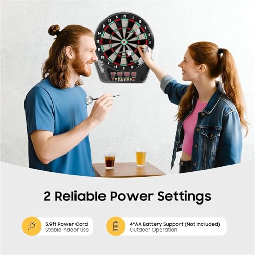 Electronic Soft Tip Dart Board Set with Colorful Led Digital Electric Dartboard Includes 6 Darts Power Adapter for Adults, Home & Bar