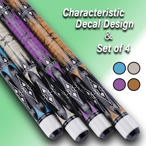 13mm 58 Inch 19 20 oz Billiard Pool Cue Stick, 1/2 Maple Billiard Pool Stick, House Bar Pool Table Sticks for Men - color: Set of 4
