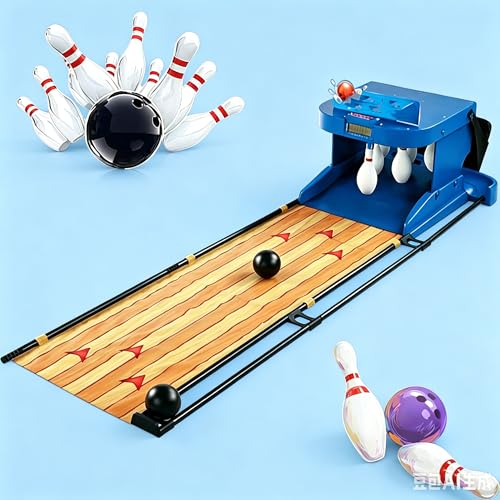 Indoor Electronic Bowling Alley Game 2m & 3.5m Size, Family Interactive Bowling Toy with Automatic Reset Pins, LED Scoring Display, Lighting and Sound Effects for Children Adults Home Party Game