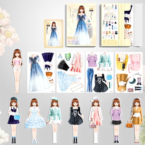 Magnetic Princess Dress Up Paper Doll Pretend Play Toys Magnet People Clothes Puzzles Game for 3+ Year Old Girls Toddler,Preschool Learning Created Imagine Set Birthday Gift (F Set) - style: F Set