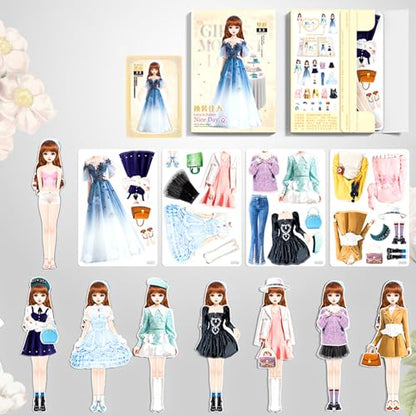 Magnetic Princess Dress Up Paper Doll Pretend Play Toys Magnet People Clothes Puzzles Game for 3+ Year Old Girls Toddler,Preschool Learning Created Imagine Set Birthday Gift (F Set) - style: F Set