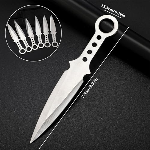 6 Pack Throwing Axes 10 Inch Full Tang Throwing Axes Tomahawks Set Stainless Steel Balanced Axes with Nylon Sheath Bottle Opener Wrench for Competiton Recreation