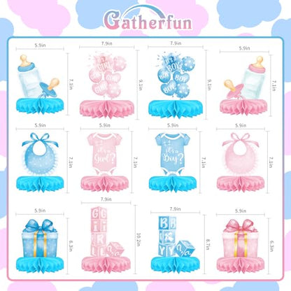 Gender Reveal Decoration Set - Includes Baby Reveal Table Decorations with Honeycomb Centerpiece for Boy or Girl Baby Shower Party Decoration - style: Gender Reveal