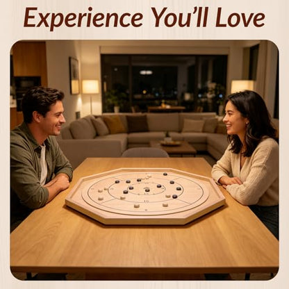Crokinole Board Game -30 inch Large Classic Board Game,Beech Wood Frame Deluxe Tournament Crokinole Set with 24 Discs,for Family and Party
