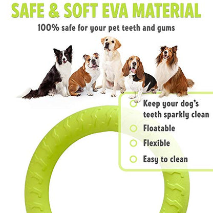 PetSpy Dog Ring Toy – Flying Ring for Outdoor Play, Floating Training & Fetch Toy for Throwing, Catching & Chewers – Durable EVA Flying Disc for Small, Medium & Large Dogs - size: Large, style: 1 Ring
