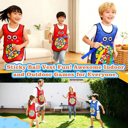 Sticky Ball Vest for Dodgeball Game, 6-Players Set 6 Target Vests | 48 Sticky Balls, Promotes 3+Kids Active Screen-Free, Dodge Tag Game, Indoor and Outside Running Games, Team Game Play