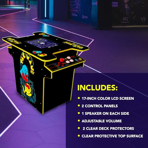 Arcade1Up Pac-Man Head-to-Head Arcade Table, Black Series, 17" Color LCD, 29" Tall - Plug & Play Retro Home Game Machine w/ Dual Joysticks & 12 Classics Including Galaga, Dig Dug, Mappy and More