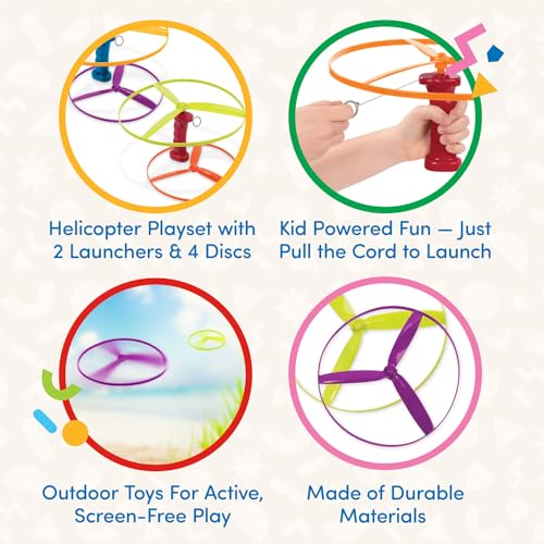 Battat – Flying Disc Toy – 2 Launchers & 4 Discs – Helicopter Playset – Outdoor Toys for Summer – 3+ Years– Skyrocopter