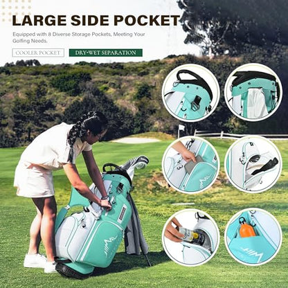 uniHimal Lightweight 7-Way Golf Stand Bag for Men & Women | Carry Bag, Multiple Pockets, Dual Straps - color: Green