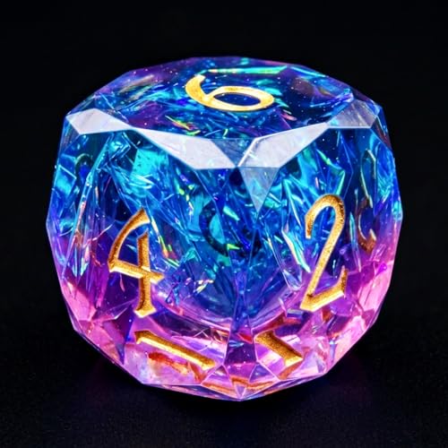 Multifaceted Resin DND Dice Set 7 PCS – Transparent Polyhedral Role Playing Dice for Dungeons & Dragons, Pathfinder, RPG and Tabletop Games(Blue Purple) - color: Multifaceted -Blue Purple