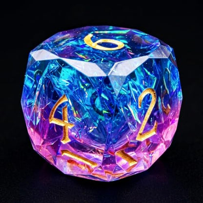 Multifaceted Resin DND Dice Set 7 PCS – Transparent Polyhedral Role Playing Dice for Dungeons & Dragons, Pathfinder, RPG and Tabletop Games(Blue Purple) - color: Multifaceted -Blue Purple
