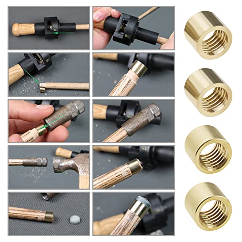 10PCS Threaded Snooker Pool Cue Ferrules for Stick on Tips Brass Cue Tips Billiards Repair Tool Replacement Accessories (9mm & 10mm 5PCS Each Size)