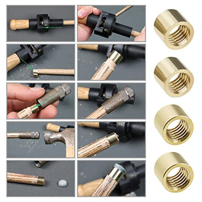 10PCS Threaded Snooker Pool Cue Ferrules for Stick on Tips Brass Cue Tips Billiards Repair Tool Replacement Accessories (9mm & 10mm 5PCS Each Size)
