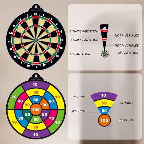 2IN1 Double-Sided Magnetic Dart Board for Kids and Adult.with 12 Magnetic Dart+12Sticky Balls,Safe Dart Game Set for 3-12 Year Old,Fun Family Game Friends Gifts