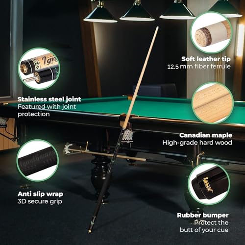 IgnatGames Professional Pool Cue Set – 58" 2-Piece Canadian Maple Stick with Low Deflection Shaft, Hard Case, Tip Maintenance Tool and Accessories - color: 18 oz. Red