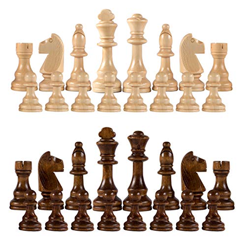 AMEROUS Chess Pieces Only, Wooden Hand Carved Tournament Chessmen with 4.12" Inches King, 2 Storage Bags for Chess Board Game, Replacement of Missing Pieces