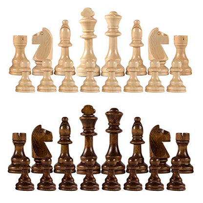 AMEROUS Chess Pieces Only, Wooden Hand Carved Tournament Chessmen with 4.12" Inches King, 2 Storage Bags for Chess Board Game, Replacement of Missing Pieces